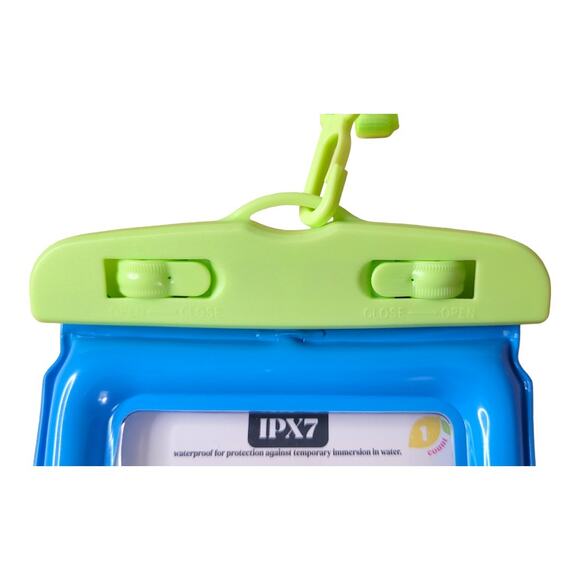 NEW IPX7 Universal Waterproof Locking Phone Case in Blue/Green - Picture 3 of 4